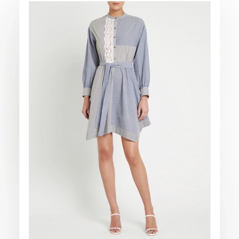 Rebecca Taylor Mixed Stripe and Eyelet Dress NWOT size XS - Picture 2 of 4